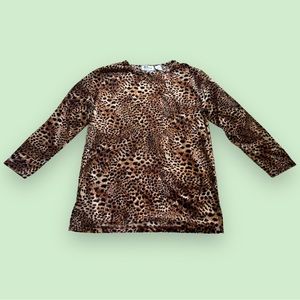 Vintage All Points Leopard Velour Top - Size S